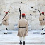 "The guards outside the Parliament building in Athens, Greece are changed."